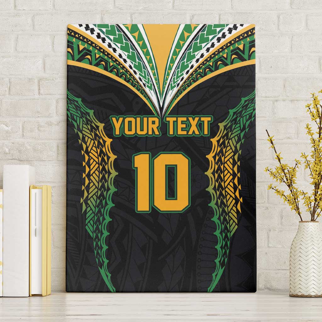 Custom Cook Islands Rugby League Canvas Wall Art Tatau Tribal Pattern-Special Edition Black Color LT03 Without Frame Green-Black - Polynesian Pride