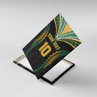 Custom Cook Islands Rugby League Canvas Wall Art Tatau Tribal Pattern-Special Edition Black Color LT03 With Frame Green-Black - Polynesian Pride