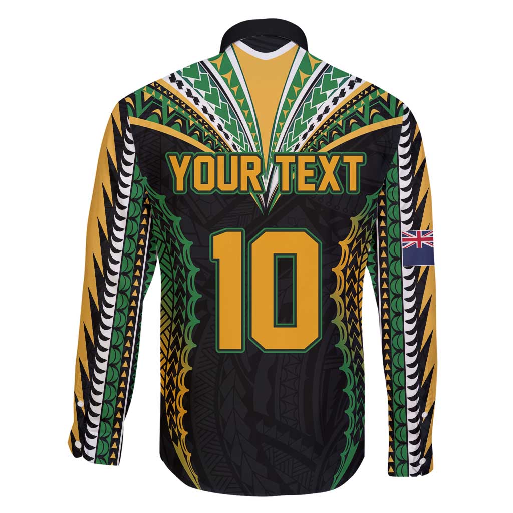 Custom Cook Islands Rugby League Family Matching Long Sleeve Bodycon Dress and Hawaiian Shirt Tatau Tribal Pattern-Special Edition Black Color LT03 - Polynesian Pride