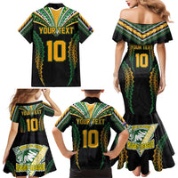 Custom Cook Islands Rugby League Family Matching Mermaid Dress and Hawaiian Shirt Tatau Tribal Pattern-Special Edition Black Color LT03 - Polynesian Pride