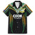 Custom Cook Islands Rugby League Family Matching Off The Shoulder Long Sleeve Dress and Hawaiian Shirt Tatau Tribal Pattern-Special Edition Black Color