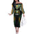 Custom Cook Islands Rugby League Family Matching Off The Shoulder Long Sleeve Dress and Hawaiian Shirt Tatau Tribal Pattern-Special Edition Black Color
