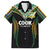 Custom Cook Islands Rugby League Family Matching Off Shoulder Maxi Dress and Hawaiian Shirt Tatau Tribal Pattern-Special Edition Black Color