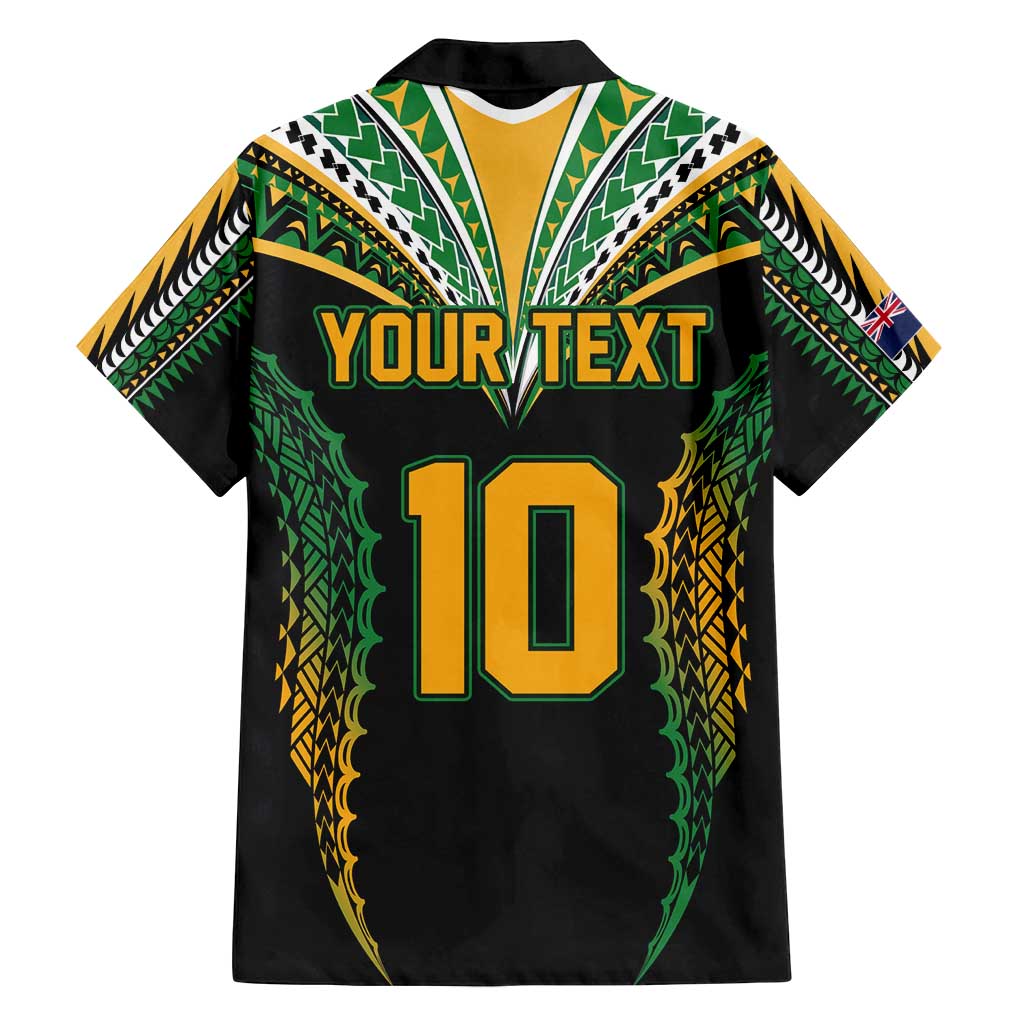 Custom Cook Islands Rugby League Family Matching Off Shoulder Maxi Dress and Hawaiian Shirt Tatau Tribal Pattern-Special Edition Black Color LT03 - Polynesian Pride
