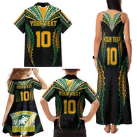 Custom Cook Islands Rugby League Family Matching Tank Maxi Dress and Hawaiian Shirt Tatau Tribal Pattern-Special Edition Black Color LT03 - Polynesian Pride