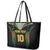 Custom Cook Islands Rugby League Leather Tote Bag Tatau Tribal Pattern-Special Edition Black Color