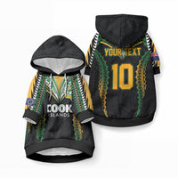 Custom Cook Islands Rugby League Pet Hoodie LT03 Pullover Green-Black - Polynesian Pride
