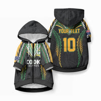 Custom Cook Islands Rugby League Pet Hoodie LT03 Zip-up Green-Black - Polynesian Pride