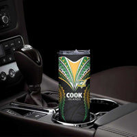Custom Cook Island Rugby League 2025 Skinny Tumbler Tatau Tribal Pattern-Special Edition Black Color LT03 - Polynesian Pride