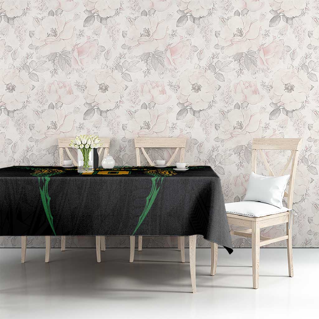 Custom Cook Islands Rugby League Tablecloth Tatau Tribal Pattern-Special Edition Black Color