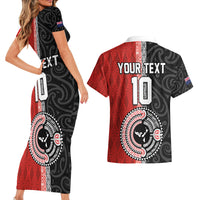 Custom Tonga and New Zealand Rugby Couples Matching Short Sleeve Bodycon Dress and Hawaiian Shirt Maori Mix Ngatu Pattern LT03 - Polynesian Pride