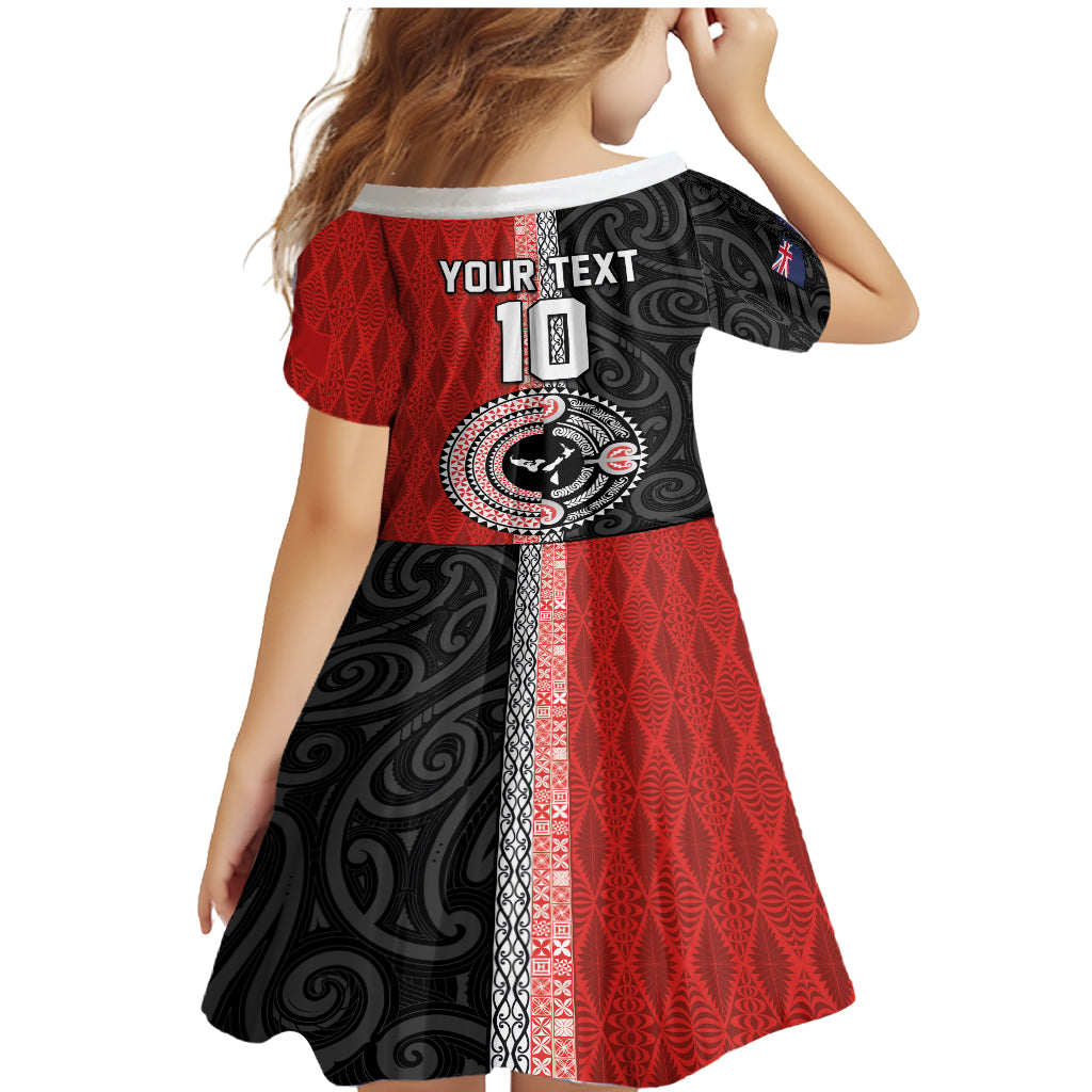 Custom Tonga and New Zealand Rugby Family Matching Mermaid Dress and Hawaiian Shirt Maori Mix Ngatu Pattern LT03 - Polynesian Pride
