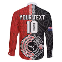 Custom Tonga and New Zealand Rugby Family Matching Off Shoulder Short Dress and Hawaiian Shirt Maori Mix Ngatu Pattern LT03 - Polynesian Pride