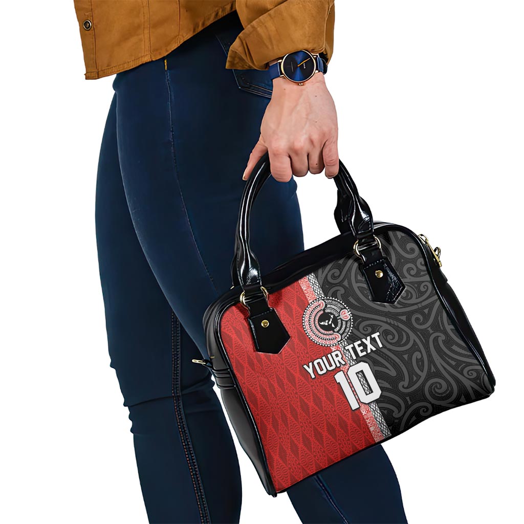 Custom Tonga and New Zealand Rugby Shoulder Handbag Maori Mix Ngatu Pattern