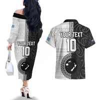 Custom Fiji and New Zealand Rugby Couples Matching Off The Shoulder Long Sleeve Dress and Hawaiian Shirt Tapa Mix Maori Pattern LT03 - Polynesian Pride