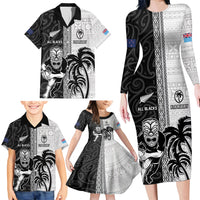 Custom Fiji and New Zealand Rugby Family Matching Long Sleeve Bodycon Dress and Hawaiian Shirt Tapa Mix Maori Pattern LT03 - Polynesian Pride