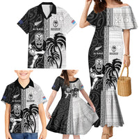 Custom Fiji and New Zealand Rugby Family Matching Mermaid Dress and Hawaiian Shirt Tapa Mix Maori Pattern LT03 - Polynesian Pride