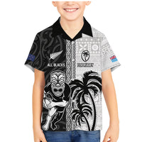 Custom Fiji and New Zealand Rugby Family Matching Mermaid Dress and Hawaiian Shirt Tapa Mix Maori Pattern LT03 Son's Shirt Black - Polynesian Pride