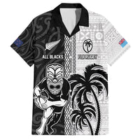 Custom Fiji and New Zealand Rugby Family Matching Off The Shoulder Long Sleeve Dress and Hawaiian Shirt Tapa Mix Maori Pattern LT03 Dad's Shirt - Short Sleeve Black - Polynesian Pride