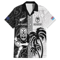 Custom Fiji and New Zealand Rugby Family Matching Off Shoulder Maxi Dress and Hawaiian Shirt Tapa Mix Maori Pattern LT03 Dad's Shirt - Short Sleeve Black - Polynesian Pride