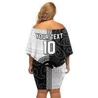 Custom Fiji and New Zealand Rugby Family Matching Off Shoulder Short Dress and Hawaiian Shirt Tapa Mix Maori Pattern LT03 - Polynesian Pride