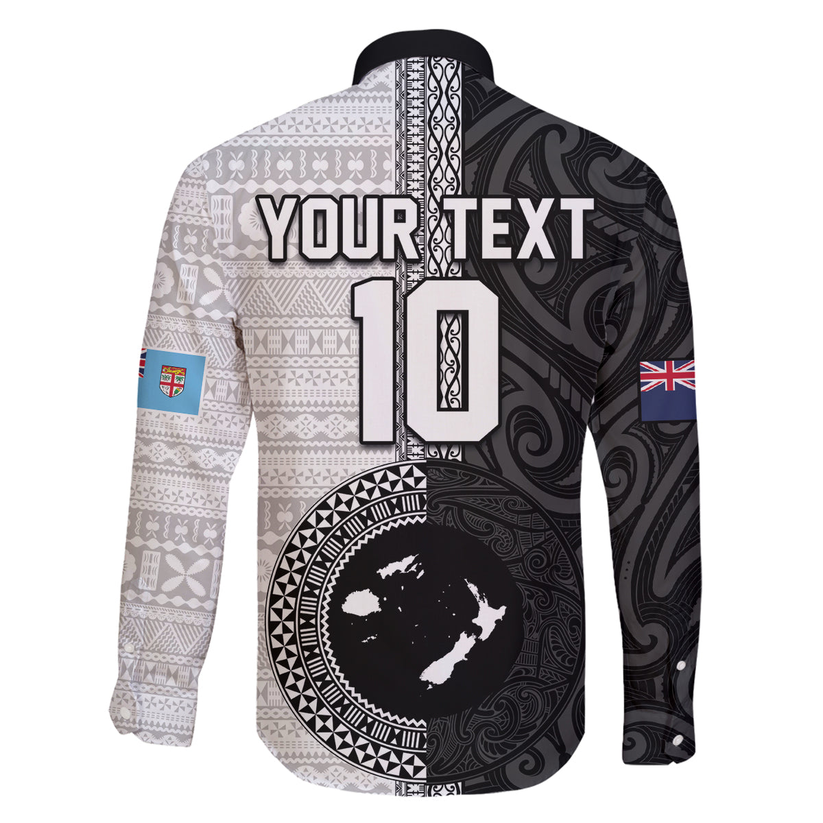 Custom Fiji and New Zealand Rugby Family Matching Puletasi and Hawaiian Shirt Tapa Mix Maori Pattern LT03 - Polynesian Pride