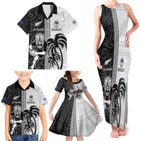 Custom Fiji and New Zealand Rugby Family Matching Tank Maxi Dress and Hawaiian Shirt Tapa Mix Maori Pattern LT03 - Polynesian Pride