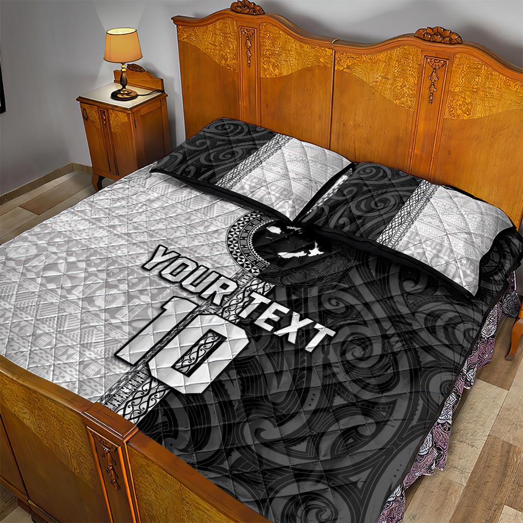 Custom Fiji and New Zealand Rugby Quilt Bed Set Tapa Mix Maori Pattern