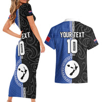 Custom Samoa and New Zealand Rugby Couples Matching Short Sleeve Bodycon Dress and Hawaiian Shirt Teuila Samoan and Maori Warrior LT03 - Polynesian Pride