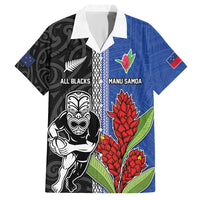 Custom Samoa and New Zealand Rugby Family Matching Long Sleeve Bodycon Dress and Hawaiian Shirt Teuila Samoan and Maori Warrior LT03 Dad's Shirt - Short Sleeve Black - Polynesian Pride