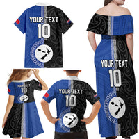 Custom Samoa and New Zealand Rugby Family Matching Off Shoulder Maxi Dress and Hawaiian Shirt Teuila Samoan and Maori Warrior LT03 - Polynesian Pride