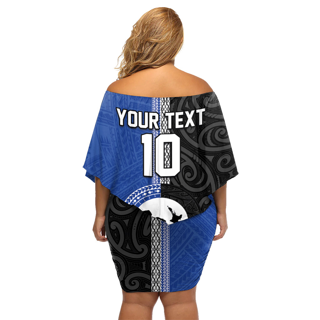 Custom Samoa and New Zealand Rugby Family Matching Off Shoulder Short Dress and Hawaiian Shirt Teuila Samoan and Maori Warrior LT03 - Polynesian Pride