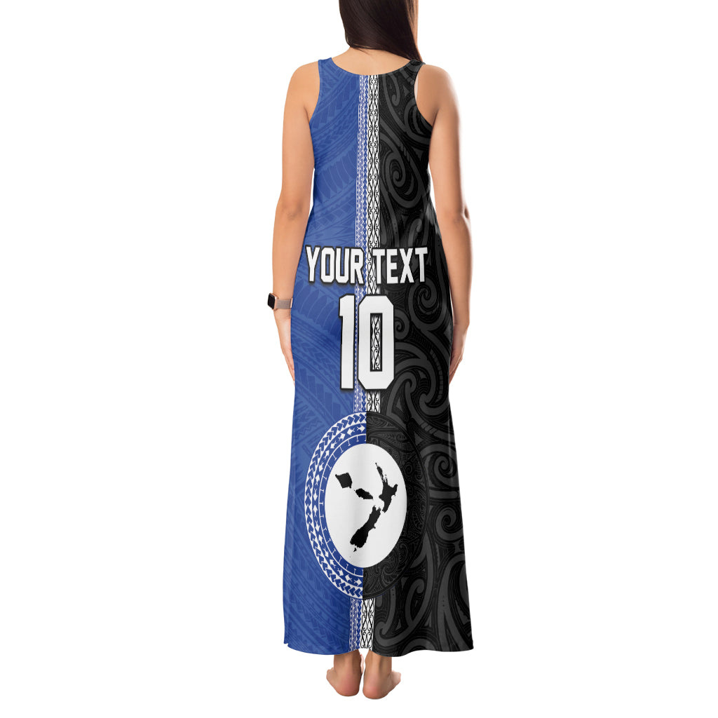 Custom Samoa and New Zealand Rugby Tank Maxi Dress Teuila Samoan and Maori Warrior