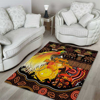 Australia and Papua New Guinea Together Area Rug Kangaroo Aboriginal Art and Bird-of-paradise Oro Tribal Motifs LT03 - Polynesian Pride