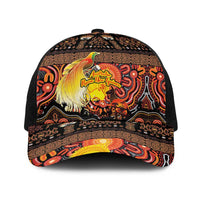 Australia and Papua New Guinea Together Baseball Net Cap Kangaroo Aboriginal Art and Bird-of-paradise with Oro Tribal Motifs LT03 One Size Black Black - Polynesian Pride