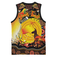 Personalized Australia and Papua New Guinea Together Basketball Jersey Kangaroo Aboriginal Art and Bird-of-paradise Oro Tribal Motifs LT03 - Polynesian Pride