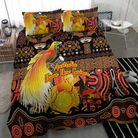 Australia and Papua New Guinea Together Bedding Set Kangaroo Aboriginal Art and Bird-of-paradise Oro Tribal Motifs LT03 - Polynesian Pride