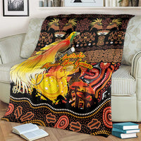 Australia and Papua New Guinea Together Blanket Kangaroo Aboriginal Art and Bird-of-paradise Oro Tribal Motifs LT03 - Polynesian Pride