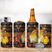 Personalized Australia and Papua New Guinea Together 4 in 1 Can Cooler Tumbler Kangaroo Aboriginal Art and Bird-of-paradise Oro Tribal Motifs LT03 - Polynesian Pride
