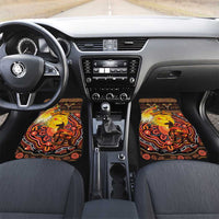 Personalized Australia and Papua New Guinea Together Car Mats Kangaroo Aboriginal Art and Bird-of-paradise Oro Tribal Motifs LT03 Set 2pcs - Front Black - Polynesian Pride