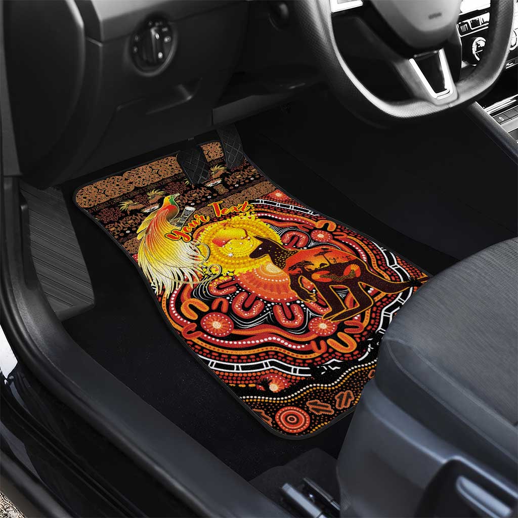 Personalized Australia and Papua New Guinea Together Car Mats Kangaroo Aboriginal Art and Bird-of-paradise Oro Tribal Motifs LT03 - Polynesian Pride