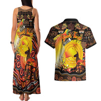 Personalized Australia and Papua New Guinea Together Couples Matching Tank Maxi Dress and Hawaiian Shirt Kangaroo Aboriginal Art and Bird-of-paradise Oro Tribal Motifs LT03 - Polynesian Pride
