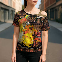 Personalized Australia and Papua New Guinea Together Cross Shoulder Shirt Kangaroo Aboriginal Art and Bird-of-paradise Oro Tribal Motifs LT03 - Polynesian Pride