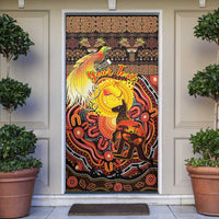 Personalized Australia and Papua New Guinea Together Door Cover Kangaroo Aboriginal Art and Bird-of-paradise Oro Tribal Motifs LT03 Black - Polynesian Pride