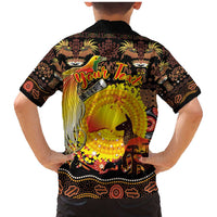 Personalized Australia and Papua New Guinea Together Family Matching Mermaid Dress and Hawaiian Shirt Kangaroo Aboriginal Art and Bird-of-paradise Oro Tribal Motifs LT03 - Polynesian Pride