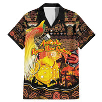 Personalized Australia and Papua New Guinea Together Family Matching Mermaid Dress and Hawaiian Shirt Kangaroo Aboriginal Art and Bird-of-paradise Oro Tribal Motifs LT03 Dad's Shirt - Short Sleeve Black - Polynesian Pride
