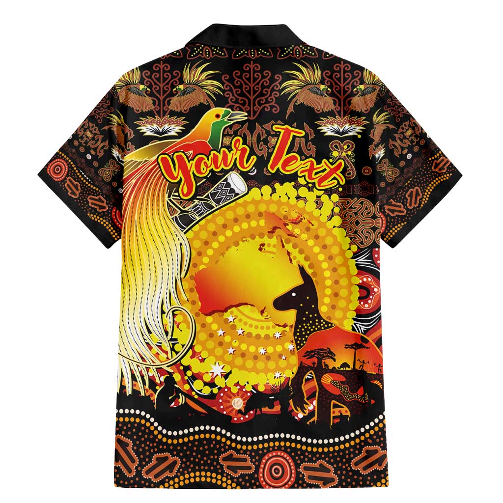 Personalized Australia and Papua New Guinea Together Family Matching Mermaid Dress and Hawaiian Shirt Kangaroo Aboriginal Art and Bird-of-paradise Oro Tribal Motifs LT03 - Polynesian Pride