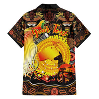 Personalized Australia and Papua New Guinea Together Family Matching Off Shoulder Maxi Dress and Hawaiian Shirt Kangaroo Aboriginal Art and Bird-of-paradise Oro Tribal Motifs LT03 - Polynesian Pride