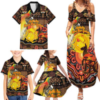 Personalized Australia and Papua New Guinea Together Family Matching Summer Maxi Dress and Hawaiian Shirt Kangaroo Aboriginal Art and Bird-of-paradise Oro Tribal Motifs LT03 - Polynesian Pride