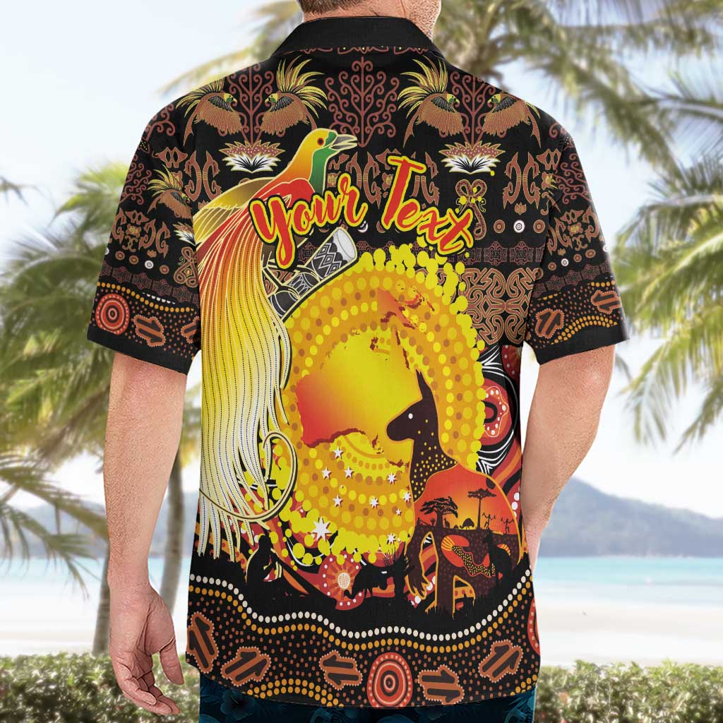 Personalized Australia and Papua New Guinea Together Hawaiian Shirt Kangaroo Aboriginal Art and Bird-of-paradise Oro Tribal Motifs LT03 - Polynesian Pride